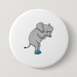 Elephant Ice Skaten Ice Skate Button
