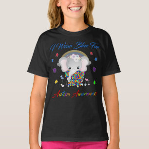 Elephant ich trage Blau für Autismus Bewusstsein T-Shirt