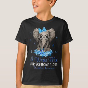 Elephant ich trage Blue für Jemand Diabetes Awaren T-Shirt