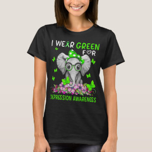 Elephant ich trage Grün für Depression Bewusstsein T-Shirt
