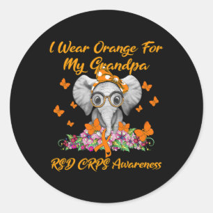 Elephant ich trage Orange für meine Großvater RSD Runder Aufkleber
