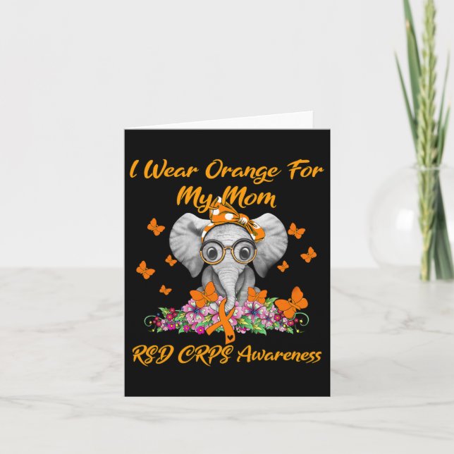 Elephant Ich trage Orange für meine Mama Rsd Crps  Karte (Vorderseite)