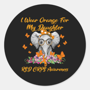 Elephant Ich trage Orange für meine Tochter Rsd Cr Runder Aufkleber