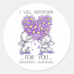 Elephant ich werde für Sie erinnern Blume Heimerhe Runder Aufkleber