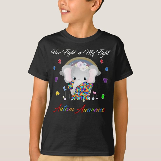 Elephant Ihr Kampf ist mein Kampf gegen Autismus B T-Shirt (Vorderseite)
