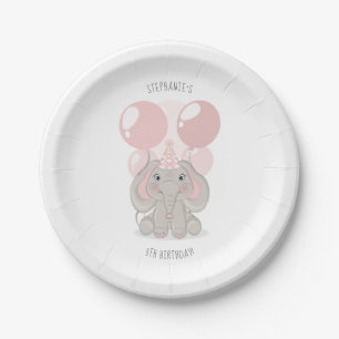 Elephant in Birthday Party Hat Pappteller