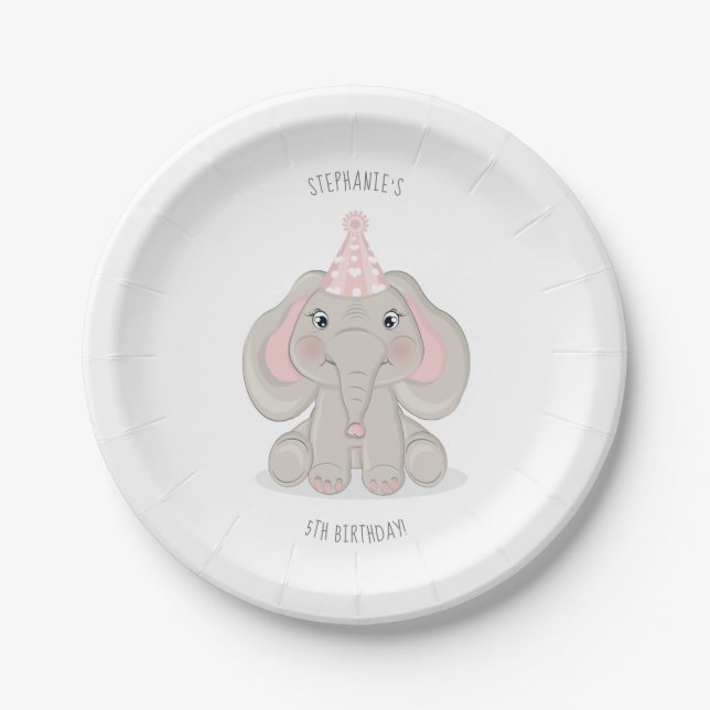 Elephant in Birthday Party-Hutplatten Pappteller (Vorderseite)