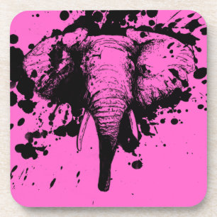 Elephant in Black Splash Wählen Sie Ihren Hintergr Untersetzer