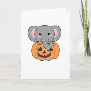 Elephant In Pumpkin Cute Elephant Happy Halloween Karte