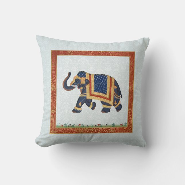 Elephant indianisch-blaues Throw Kissen 20" x 20" (Vorderseite)