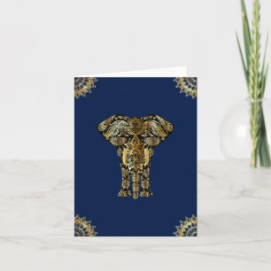 Éléphant Indien Or Bleu