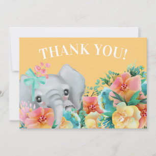 Eléphant jaune rose Turquoise Merci floral