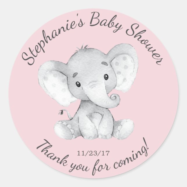 Elephant Jungle Animals Baby Shower Fevor Sticker (Vorderseite)