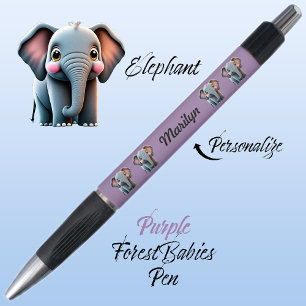 Elephant, Jungle Safari Woodland Tier Lila 🐘 Kugelschreiber