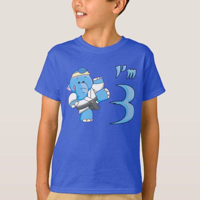 Elephant Karate 3. Geburtstag T-Shirt (Vorderseite)
