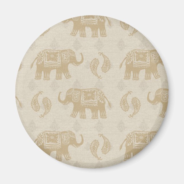 Elephant Khaki Caravan Pattern Magnet (Vorne)