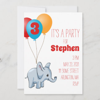 Elephant Kindergeburtstag Party Einladung
