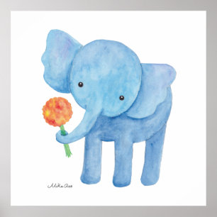 Elephant Kinderzimmer Art Print Niedlich Elephant  Poster
