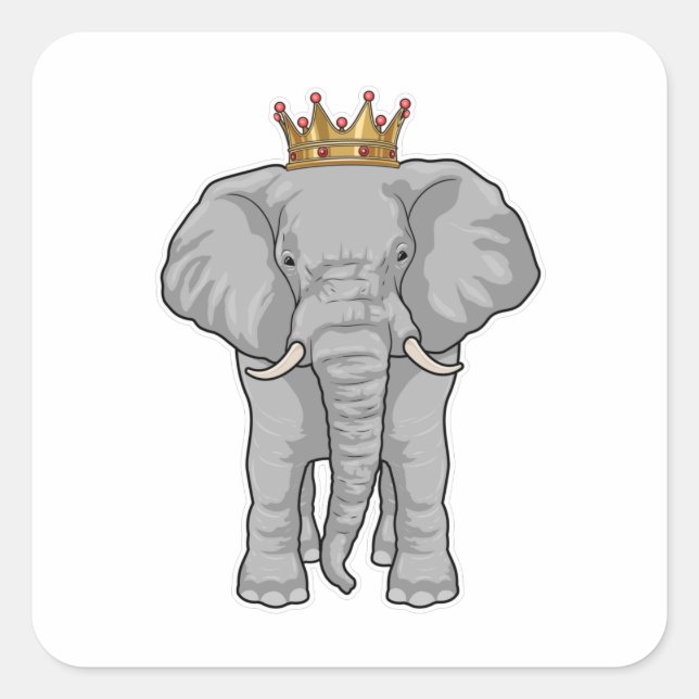 Elephant King Crown Quadratischer Aufkleber (Vorderseite)