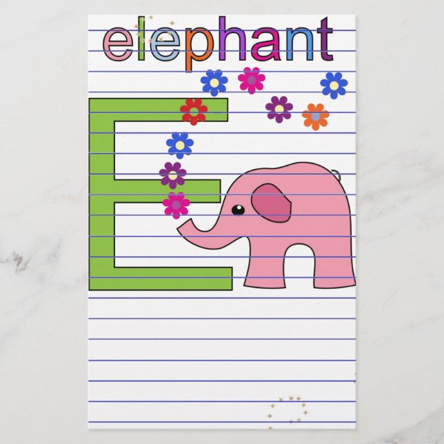 Elephant Letter E Briefpapier (Vorderseite)