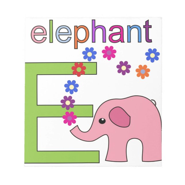 Elephant Letter E Notizblock (Vorderseite)