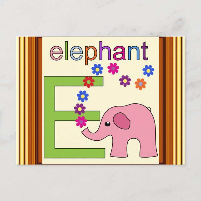 Elephant Letter E Postkarte (Vorderseite)