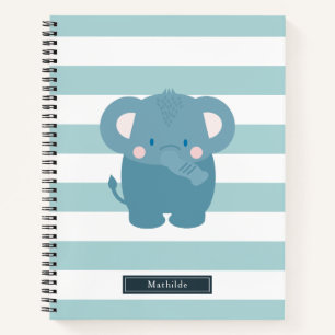 Elephant Light Blue Stripe Notizbuch