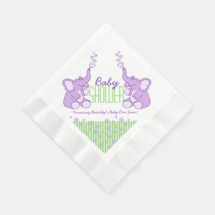 Elephant lila-grüne Babydusche Serviette