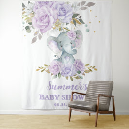 Elephant Lila Lilac Floral Baby Dusche Hintergrund Wandteppich