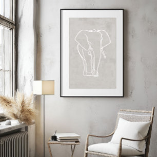Elephant Line Art   Minimalistisch Safari-Poster Poster