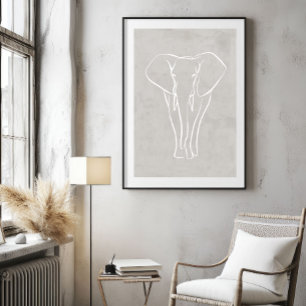 Elephant Line Art Minimalistisch Safari-Poster Poster