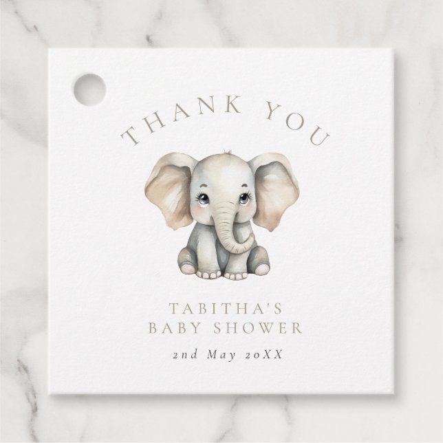 Elephant Little Peanut Baby Shower Thank You Geschenkanhänger (Vorderseite)