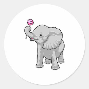 Elephant Lollipop Runder Aufkleber