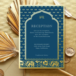 Elephant & Lotus Blume Indische Hochzeitsempfehlun Folieneinladung