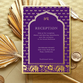 Elephant & Lotus Blume Indische Hochzeitsempfehlun Folieneinladung