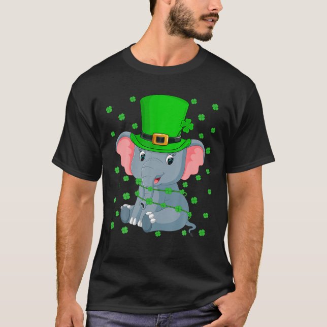 Elephant Lover Leprechaun Hat Elephant St. Patrick T-Shirt (Vorderseite)