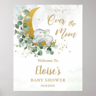 Elephant Lune verte Affiche de bienvenue neutre po