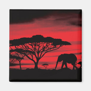 Elephant Magical Sunset Magnet