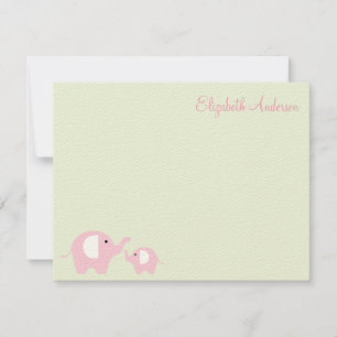 Elephant Mama und Baby Flat Vielen Dank Anmerkunge Mitteilungskarte