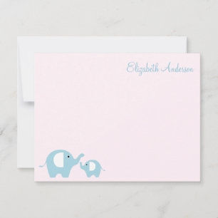 Elephant Mama und Baby Flat Vielen Dank Anmerkunge Mitteilungskarte