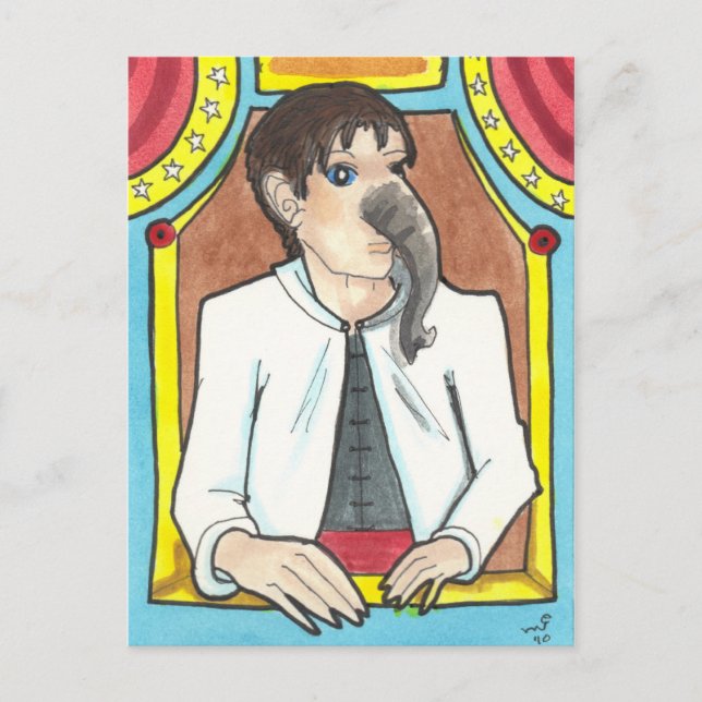 Elephant Man Circus Side Show Freak art carte post (Devant)