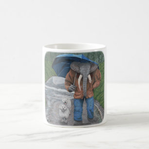 Elephant Man Dog Walking Fantasy Art Tasse Kaffee
