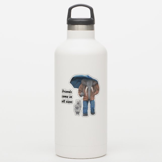 Elephant Man Walking Dogs Fantasy Art Sticker (Wassserflasche)