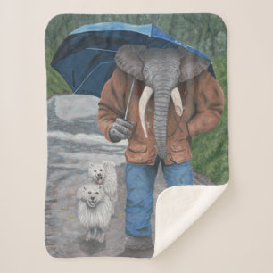 Elephant Man Walking Dogs Fantasy Sherpa Blanket Sherpadecke