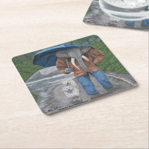 Elephant Man Walking Hogs Fantasy Paper Untersetze Rechteckiger Pappuntersetzer