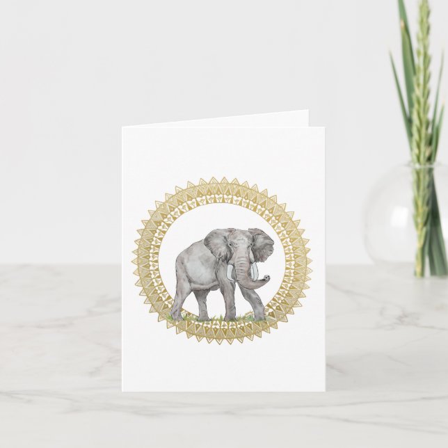 Elephant Mandala Faltkarte Karte (Vorderseite)