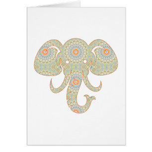 Elephant Mandala in Light Green und Orange