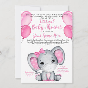 Elephant Mask Virtual Shower Baby Einladung