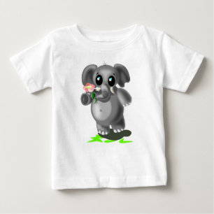 Eléphant mignon avec T-shirt bébé Fleur
