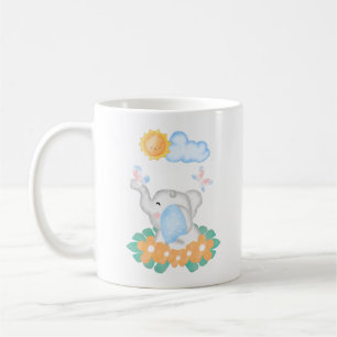 Eléphant mignon bébé avec fleurs orange Mug